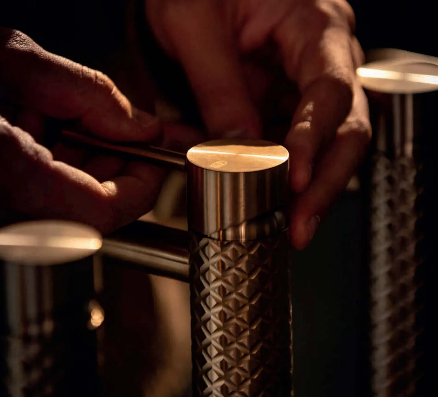 Gessi PVD stainless-steel mixers, crafted by hand